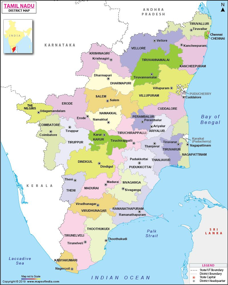 Tamil Nadu District Map Map Geography Map India World Map