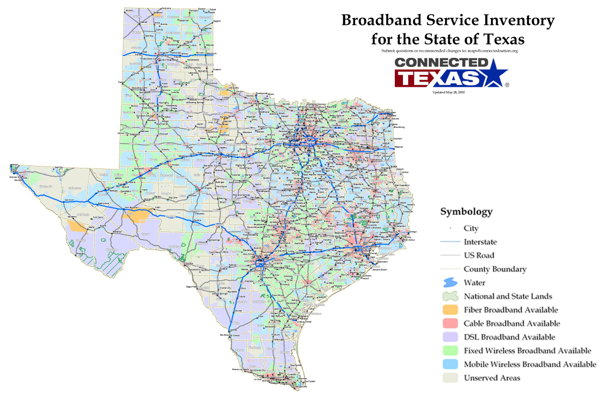 Texas Fiber Optic Map Printable Maps