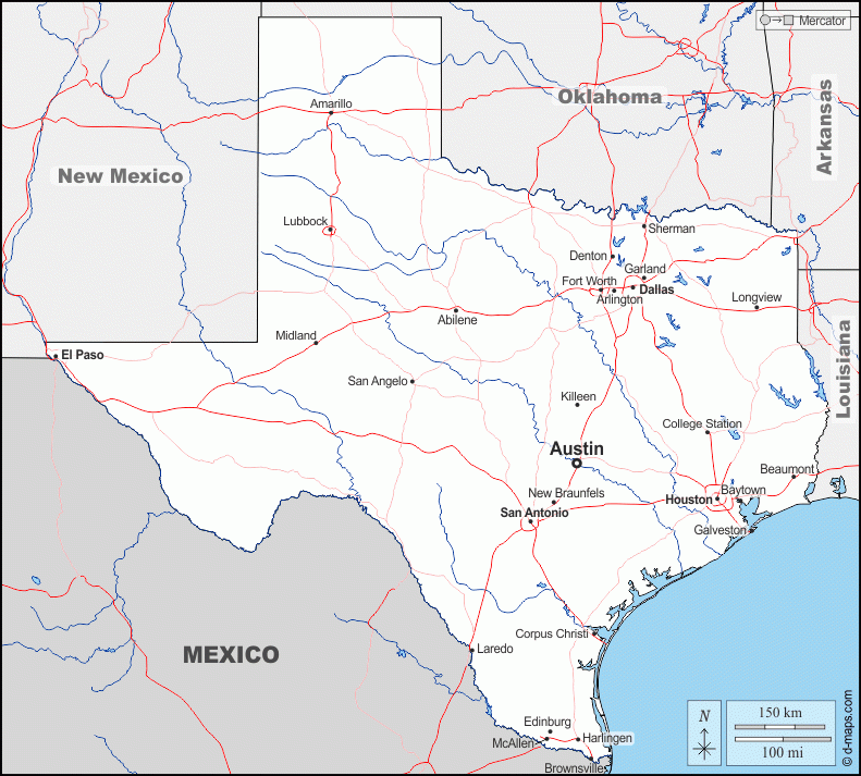 Texas Free Map Free Blank Map Free Outline Map Free Base Map 