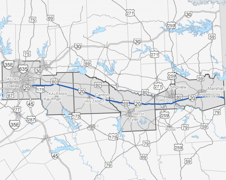 I20 Texas Mile Markers Map