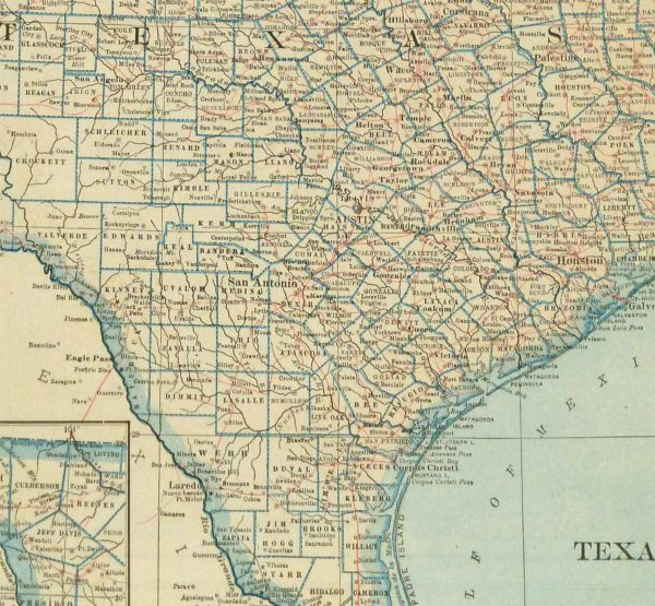 Texas Oklahoma Map 1921 Original Art Antique Maps Prints