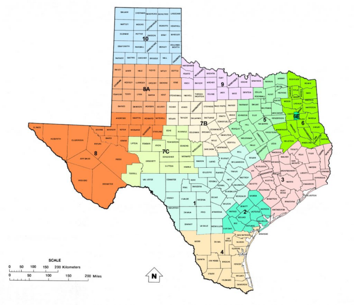 Texas Railroad Commission Districts, And Oil And Gas Map Of Texas