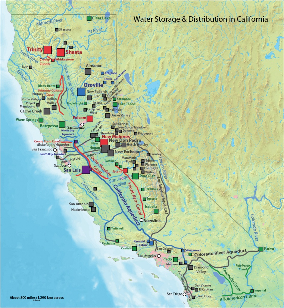 The Major Waterway Of California California Reservoirs Map 