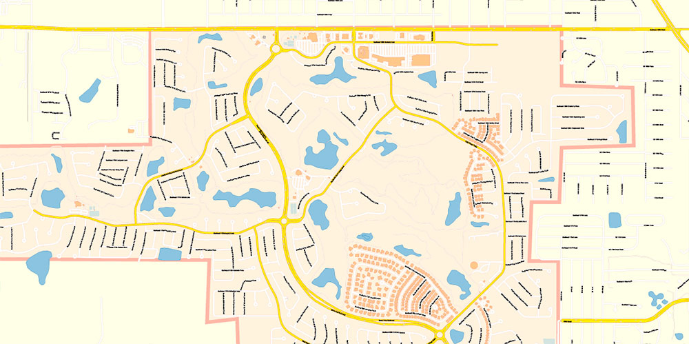 The Villages Florida US PDF Map Vector Exact City Plan High Detailed 