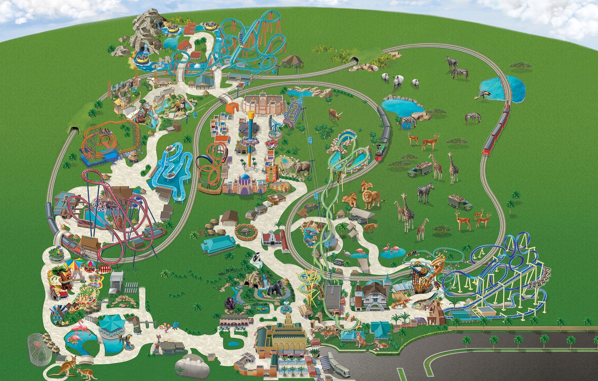 Theme Park And Rides Map Busch Gardens Theme Park In 2021 Busch 
