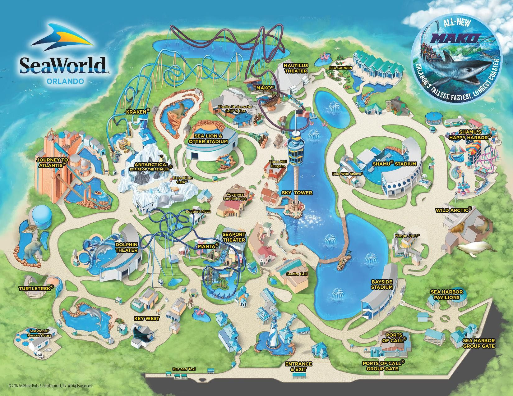 Theme Park Attractions Map SeaWorld Orlando Orlando Map Theme 