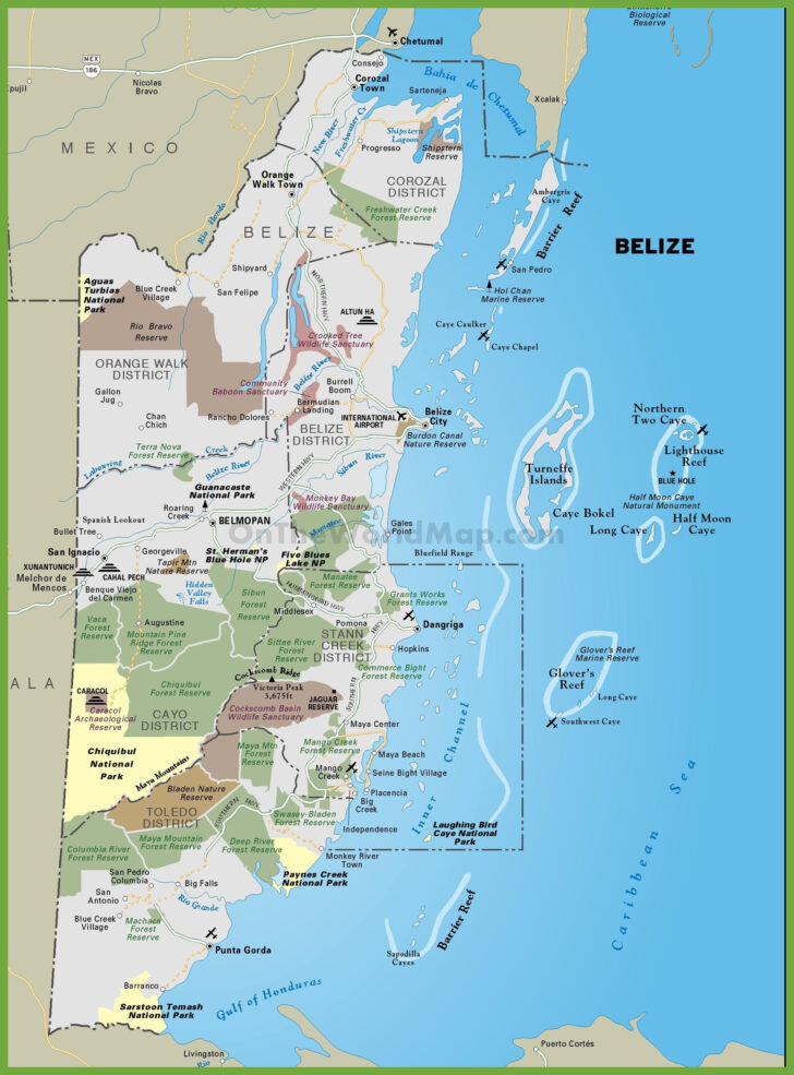 Printable Map Of Belize