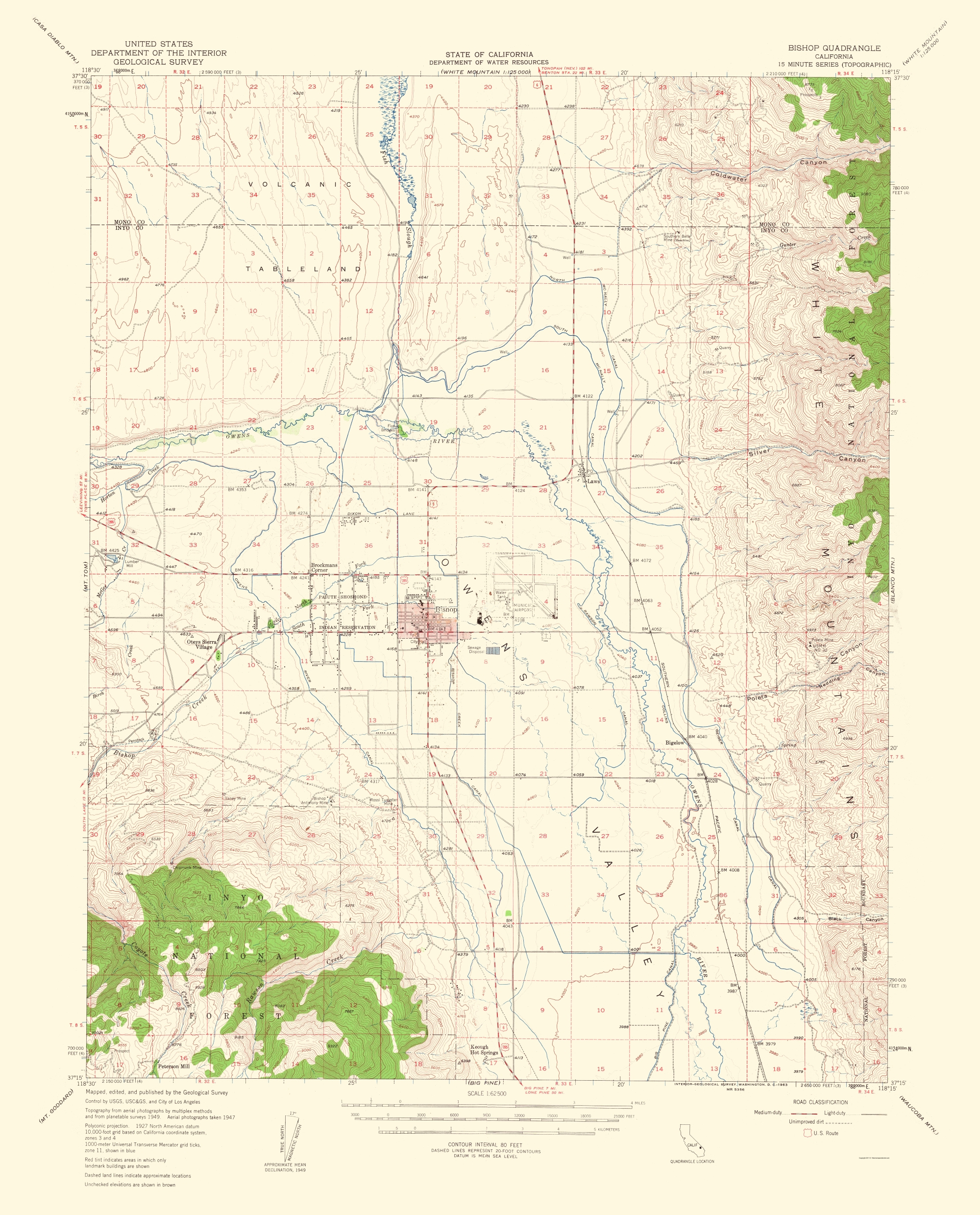 U s Route 395 Wikipedia Map Of Bishop California Area Printable Maps