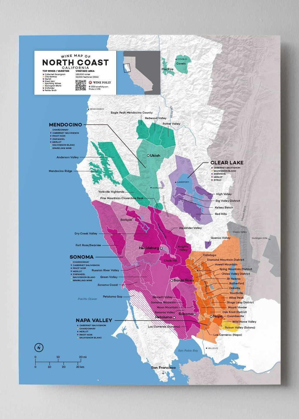 USA California North Coast Wine Map Eten En Wijn Wijn Eten
