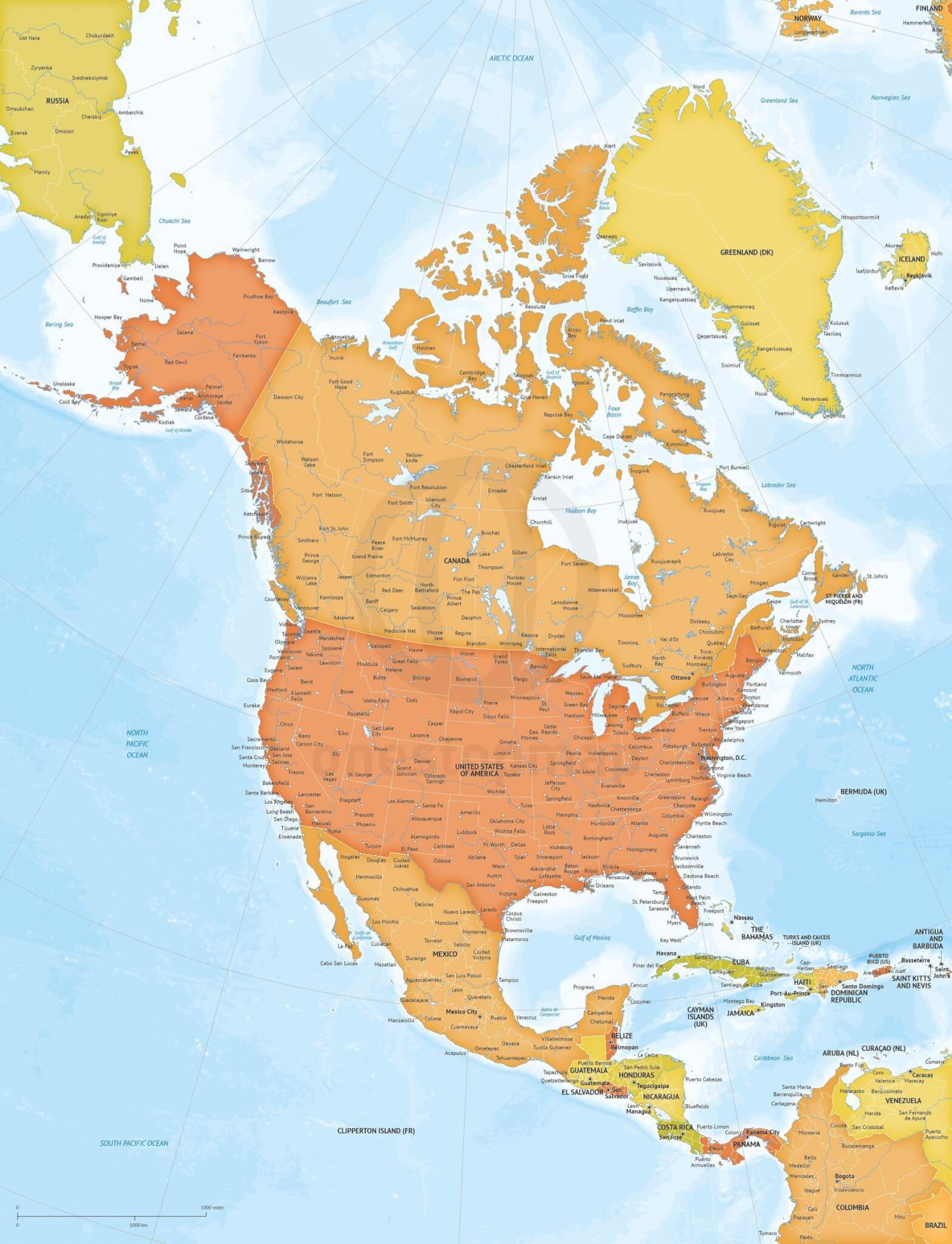 Vector Map North America Bathymetry XL One Stop Map