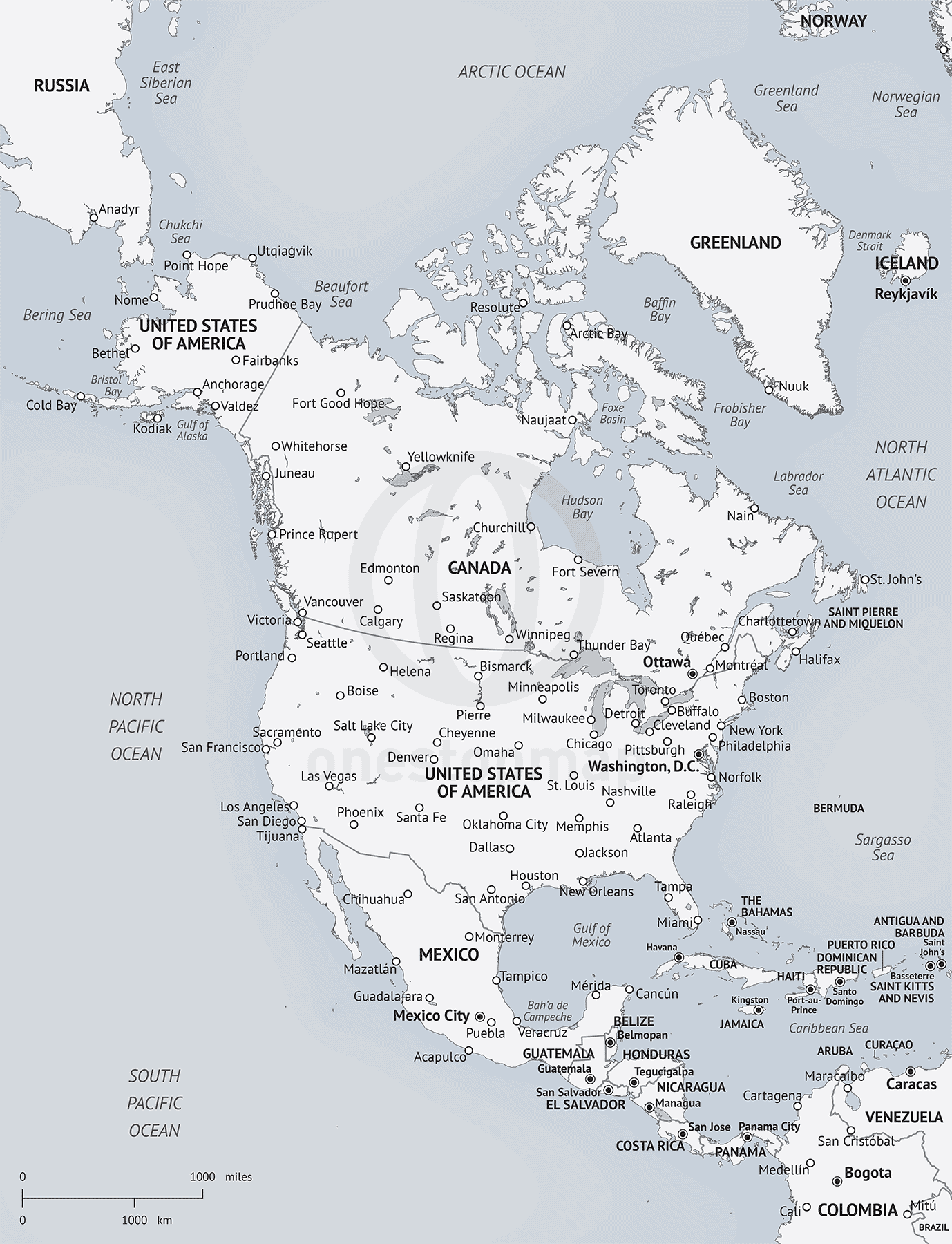 Vector Map Of North America Continent One Stop Map