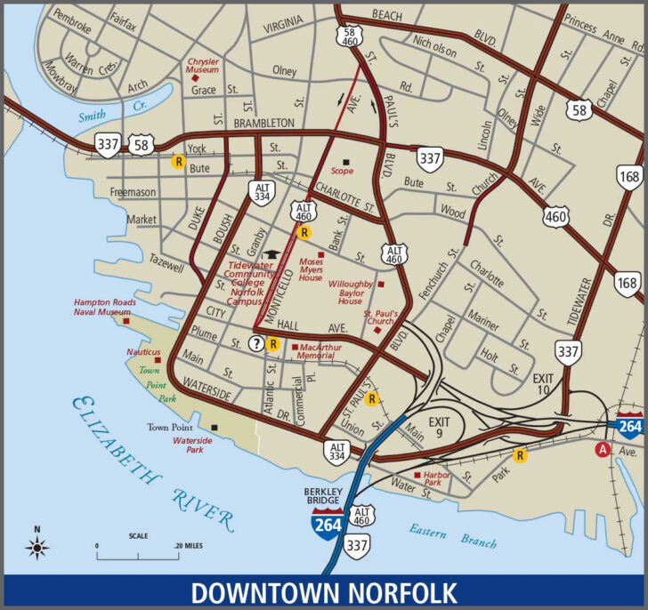 Surrounding Area Of Norfolk Va Printable Map