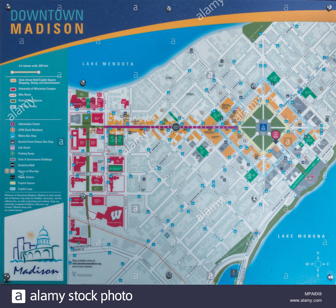 Wisconsin County Bicycle Maps Printable Map Of Downtown Madison Wi 